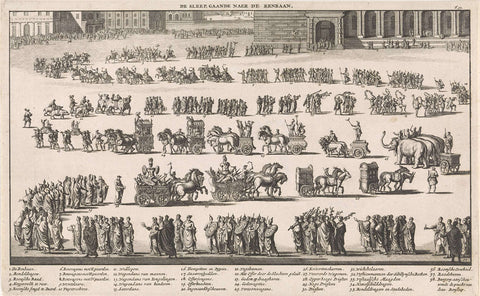 Festive Roman procession towards the amphitheatre, Jan Luyken, 1697 Canvas Print