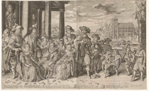 Group portrait of Frederick Henry, Frederick V of Bohemia and Ernst Casimir, with their wives and children, 1627, Frans Brun, 1627 Canvas Print