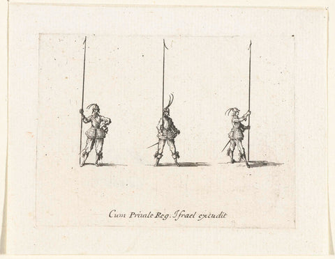 Exercises with a lance in vertical position, Jacques Callot, 1635 Canvas Print