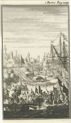 Turkish galley is launched, Jan Luyken, 1689 Canvas Print