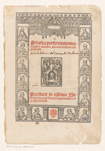 Decorative frame with fifteen scholars, anonymous, 1511 Canvas Print