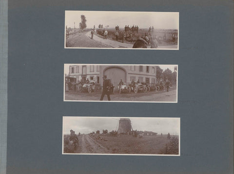 Soldiers with horses in the bend of a road in France, anonymous, 1902 Canvas Print