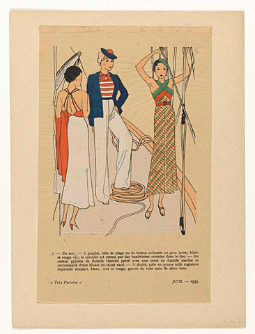 Très Parisien, Juin 1933, No. 7 : En mer.- A gauche, robe de plag (...), anonymous, 1933 Canvas Print