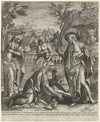 Christus verschijnt als tuinman aan Maria Magdalena (Noli me tangere), Johann Sadeler (I), 1582 - 1650 Canvas Print