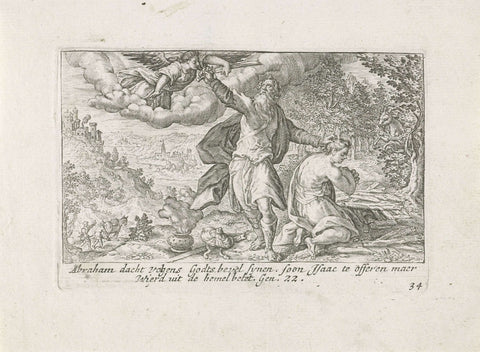 Sacrifice of Abraham, Crispijn van de Passe (I), 1700 - 1750 Canvas Print