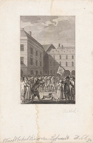 Raising the guard at the Binnenhof with a shameful banner, 1787, Reinier Vinkeles (I), 1796 Canvas Print