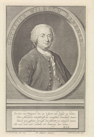 Portrait of Gottlieb Wilhelm Rabener, Jacob Houbraken, 1762 Canvas Print