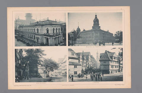 Four Views of Hamburg, Depicting the Stock Exchange, the State Post and Telegram Service, a Square and Elbstrasse, Wilhelm Dreesen, 1894 Canvas Print