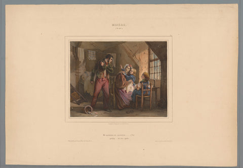 Poor worker comes home without pay, Jules David (1808-1892), 1836 Canvas Print