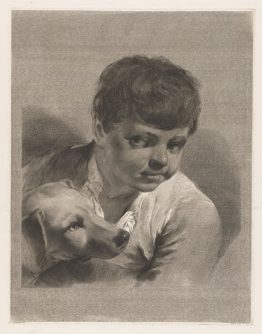 Boy with dog, Giovanni Marco Pitteri, 1712 - 1786 Canvas Print