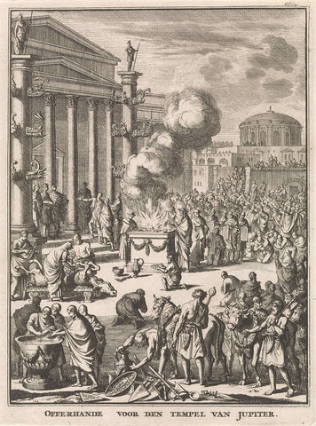 Sacrificial Ceremony for the Temple of Jupiter in Rome, Jan Luyken, 1697 Canvas Print