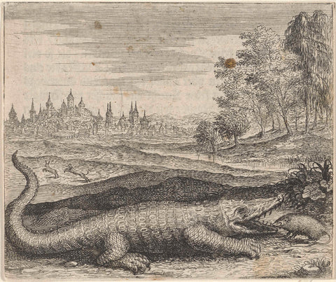 Fable of the crocodile and mongoose, Aegidius Sadeler, 1608 Canvas Print