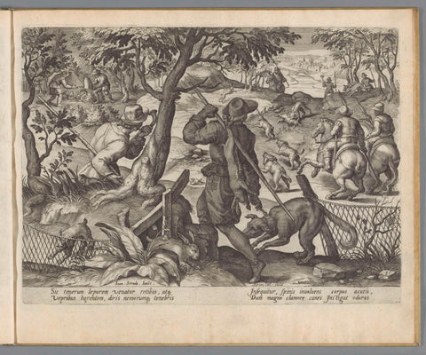 Hare hunting, Monogrammist FLB, 1580 - 1618 Canvas Print