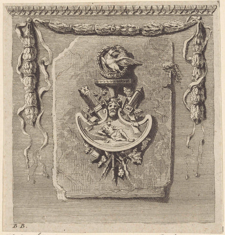 Trophy with garland, Benigno Bossi, 1737 - 1792 Canvas Print