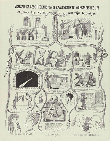 Cartoon on the punishment of the two Amsterdam orphan girls, 1879, anonymous, 1879 Canvas Print