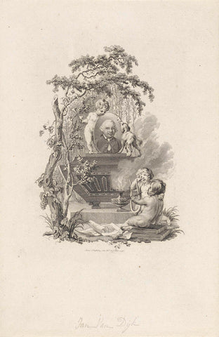 Allegorical portrait of Jan van Dijk, Reinier Vinkeles (I), 1791 Canvas Print