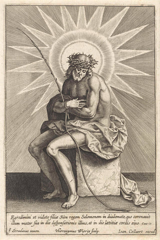 Christ on the cold stone, Hieronymus Wierix, 1563 - before 1612 Canvas Print