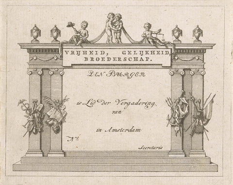 Ward meeting membership certificate, 1795, anonymous, 1795 Canvas Print