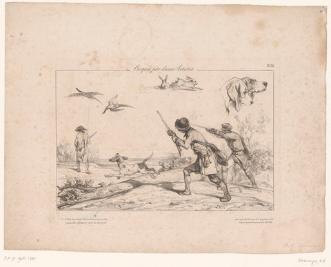 Hunting of pheasants, Alexandre-Gabriel Decamps, 1830 - 1831 Canvas Print