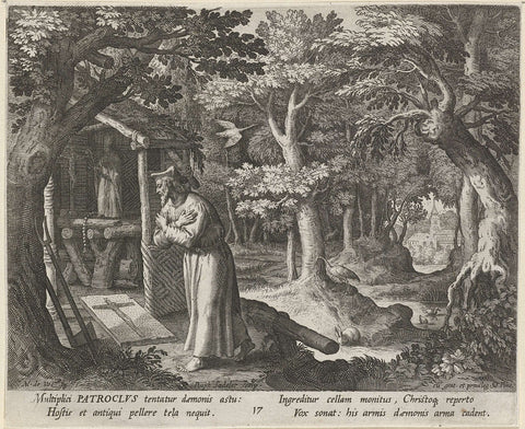 Saint Patroclus of Néris as a hermit, Raphaël Sadeler (I), 1598 Canvas Print