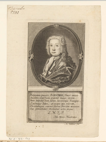 Portrait of Jean-Philippe Baratier, Andreas Nunzer, 1700 - 1749 Canvas Print