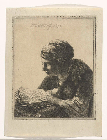 Woman reading, anonymous, Rembrandt van Rijn, after 1634 Canvas Print