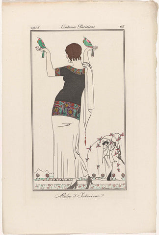 Journal des Dames et des Modes, Costumes Parisiens, 1913, No. 65 : Robe d'Intérieur, anonymous, 1913 Canvas Print