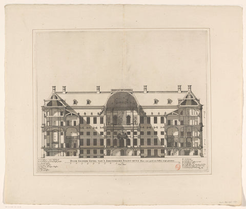 Section of the City Hall on Dam Square, through its length, Dancker Danckerts (possibly), 1661 Canvas Print