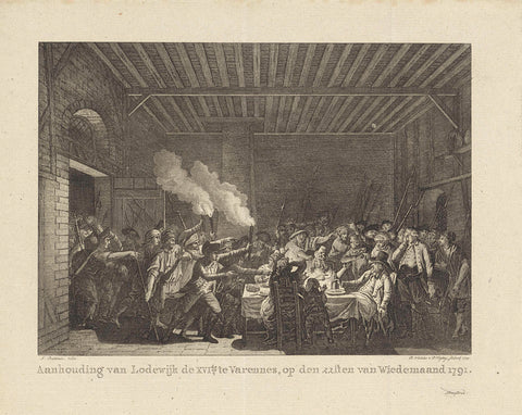 Detention of Lodewijk de XVI to Varennes, 1791, Reinier Vinkeles (I), 1799 Canvas Print