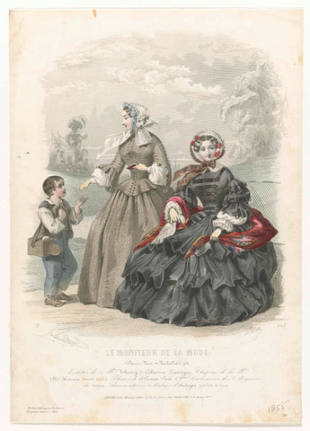 Le Moniteur de la Mode, 1855, No. 442 : Toilettes de M.mes Thierry (...), Jean-Baptiste Réville, 1855 Canvas Print