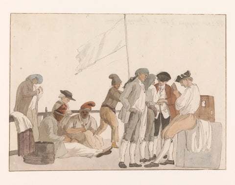 Company on board ship l'Heureuse Marianne, Louis Ducros, 1778 Canvas Print