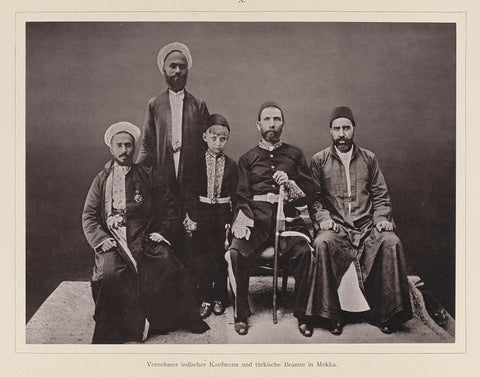 Group portrait of Indian merchant and Turkish civil servants, in Mecca, Abd Al-Ghaffar, 1886 - 1888 Canvas Print