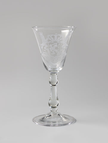 Chalice glass with the coat of arms of the Republic of the Seven United Provinces, anonymous, c. 1725 - c. 1750 Canvas Print