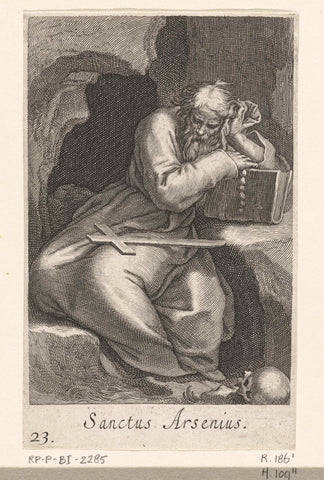 Saint Arsenius the Great as hermit, Boetius Adamsz. Bolswert, 1619 Canvas Print