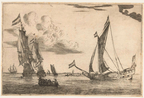 Two warships and a yacht, Reinier Nooms, 1650 - 1664 Canvas Print