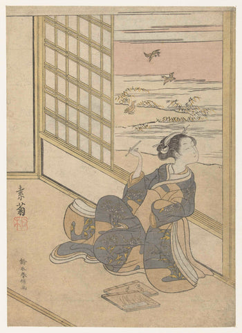 Girl Listening to the Snipes, Suzuki Harunobu, 1765 Canvas Print