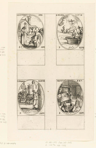 Saint Eleutherius of Spoleto, Saint Regina of Alise-Sainte-Reine, Saint John Martyr, Nativity of Mary (Nativity of Mary) (September 6-8), Jacques Callot, 1632 - 1636 Canvas Print