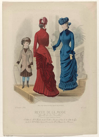 Revue de la Mode, Gazette de la Famille, 1882, 11e année, No. 523: Toilettes de M.mes Bardé (...), A. Chaillot, 1882 Canvas Print