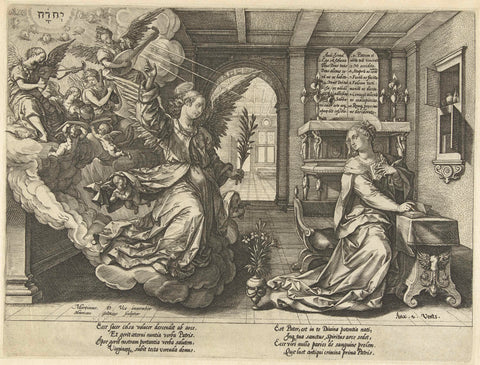 Annunciation, Hendrick Goltzius, 1577 - 1582 Canvas Print