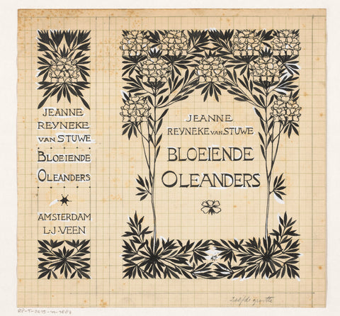 Bandontwerp voor: Jeanne Reyneke van Stuwe, Bloeiende oleanders, 1912, Willem Wenckebach, in or before 1912 Canvas Print