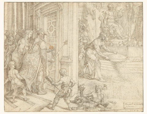 Daniël sprinkles ashes on the temple floor, Maarten van Heemskerck, 1564 Canvas Print