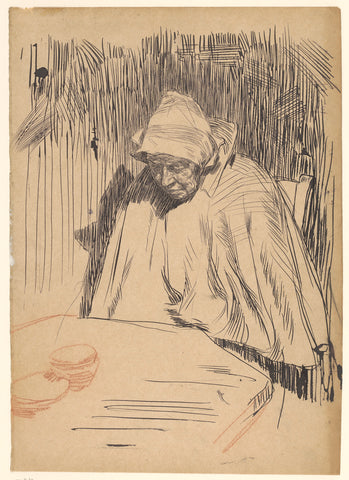 Old woman at the table (Malle Teun), Jan Veth, 1874 - 1925 Canvas Print