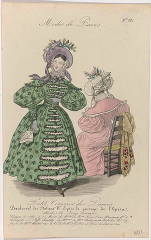 Petit Courrier des Dames, 1832, No. 884 : Chapeau de crêpe ou en Moir (...), anonymous, 1832 Canvas Print