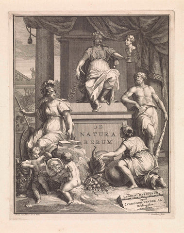 Poetry on a pedestal in an antique temple, Jan Wandelaar, 1725 Canvas Print