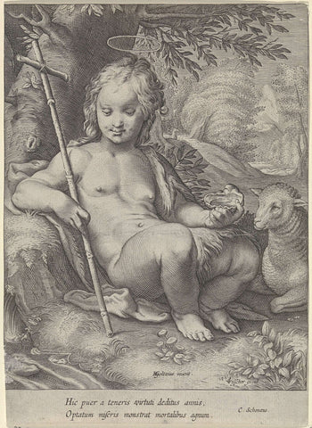 John the Baptist as a child, Jacob Matham, 1601 - 1652 Canvas Print