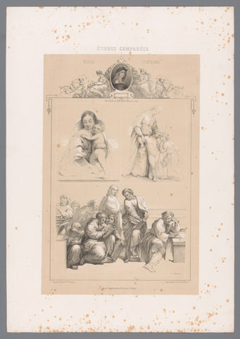 Studies naar schilderkunst van Rafaël, Charles Nicolas Lemercier, 1850 Canvas Print