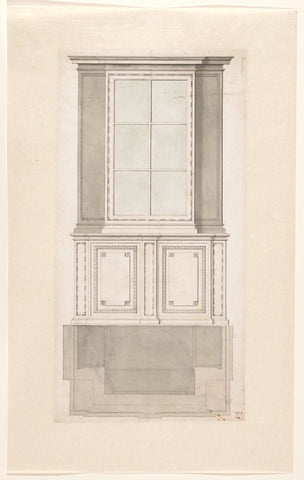 Design for cabinet with glass doors and swivel interior, anonymous, c. 1775 - c. 1785 Canvas Print