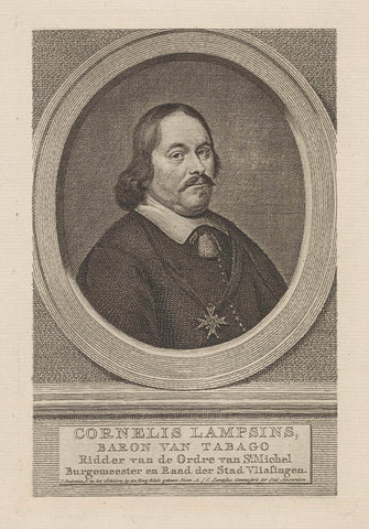 Portrait of Cornelis Lampsins, Jacob Houbraken, 1796 Canvas Print