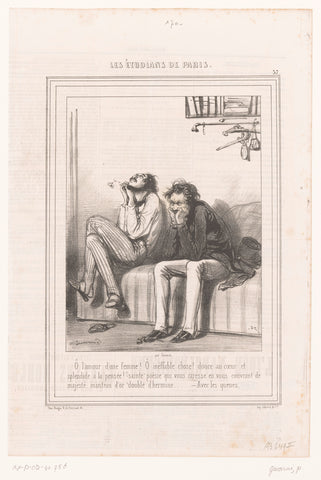 Two students under the influence of love, Paul Gavarni, 1842 Canvas Print