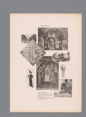 Four faces on Ravenna, three details of buildings in Ravenna and a native of Ravenna in costume, anonymous, c. 1893 - in or before 1898 Canvas Print